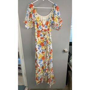 Lost + Wander Womens XS Belted Wrap Floral AOP Full Length Dress **Read**